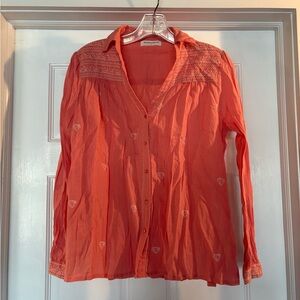 Maison Hotel Pink/coral Button-Up Top
